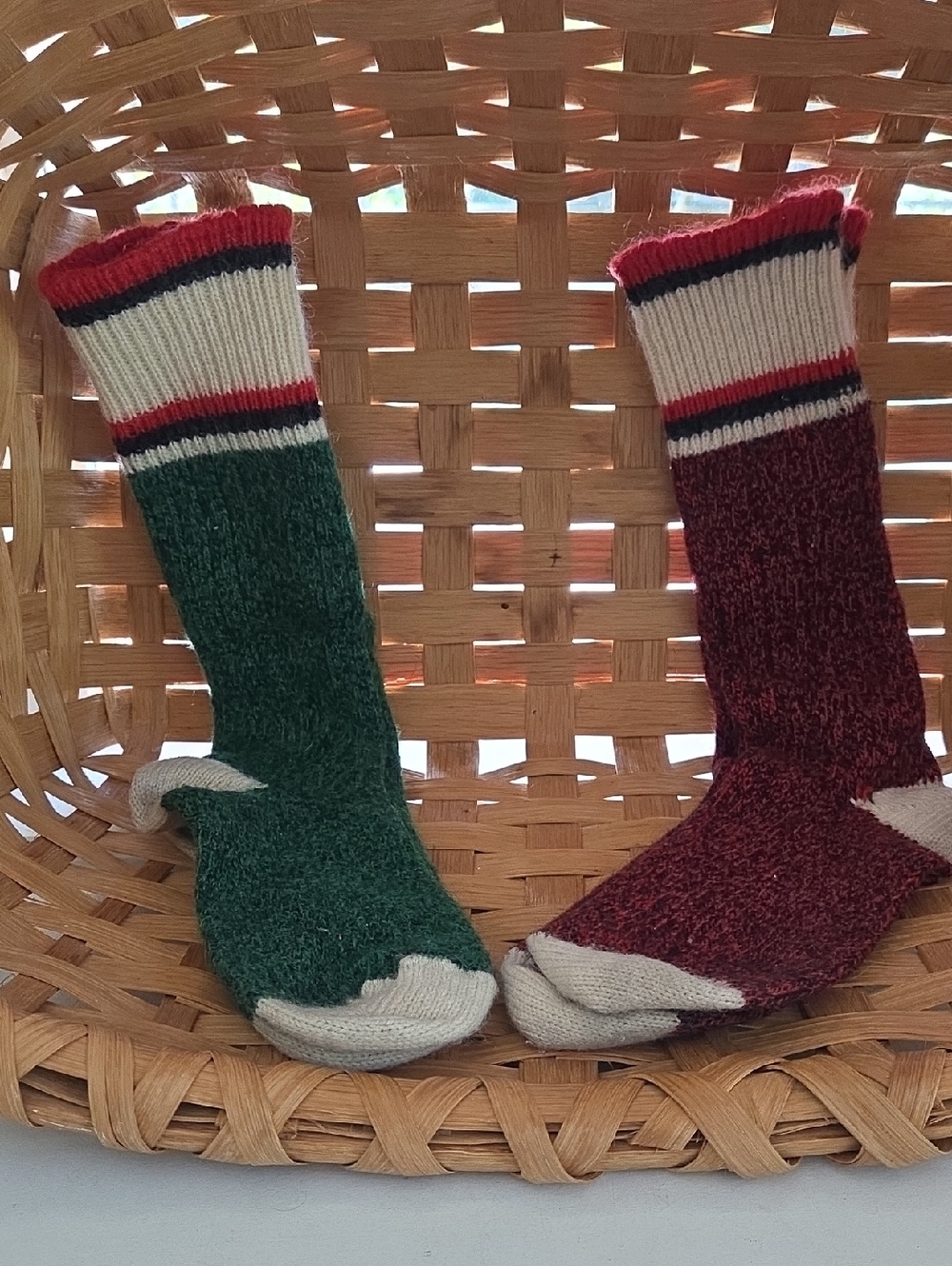 WOOL SOCKS, TWO PAIRS, VINTAGE,  THICK, HEAVY, WARM. NO NAME. NO SIZE. UNISEX